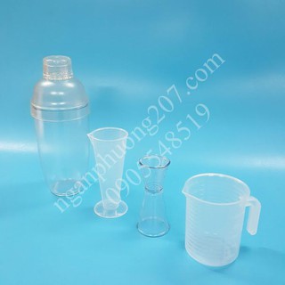 COMBO 4 DỤNG CỤ ĐONG ĐỊNH LƯỢNG PHA CHẾ LY ĐONG 100ML, CA 250ML, LY ĐONG 2 ĐẦU, SHAKER 700ML