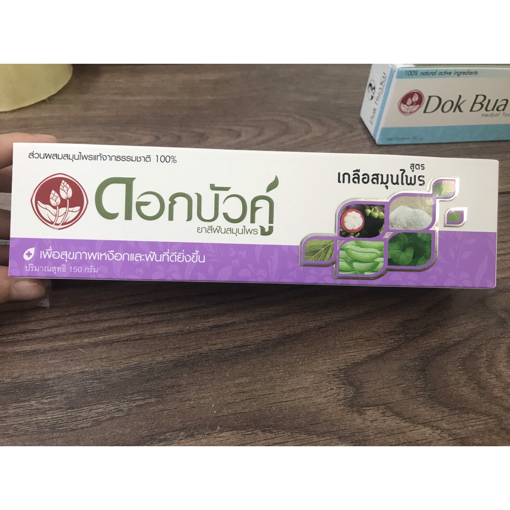 Kem Đánh Răng Dok Bua Ku Twin Lotus 150g - Số 1 tại Thái Lan - Đủ 3 mùi