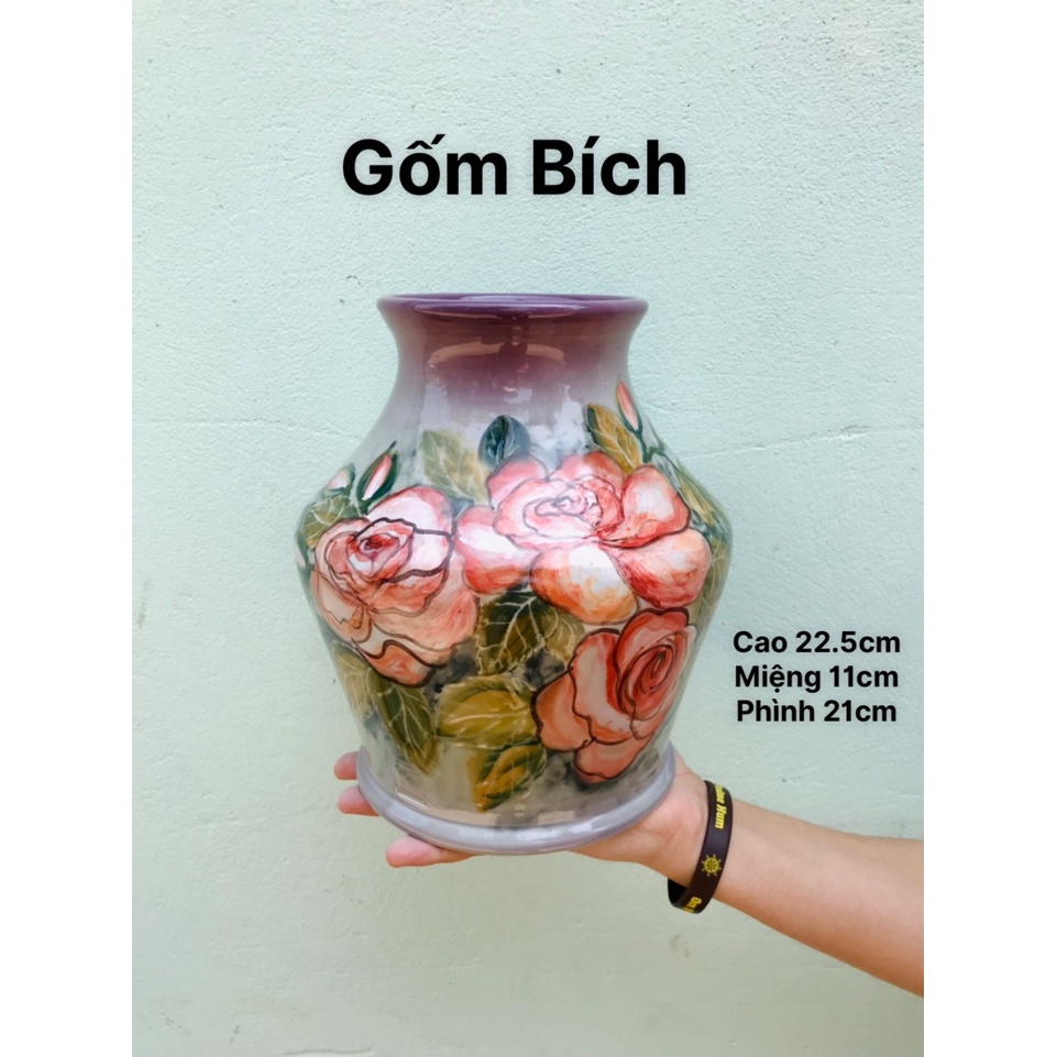 Bình Hoa Lọ Hoa Vuốt Tay Để Bàn Nhiều Mẫu Gốm Sứ Bát Tràng - Gốm Bích