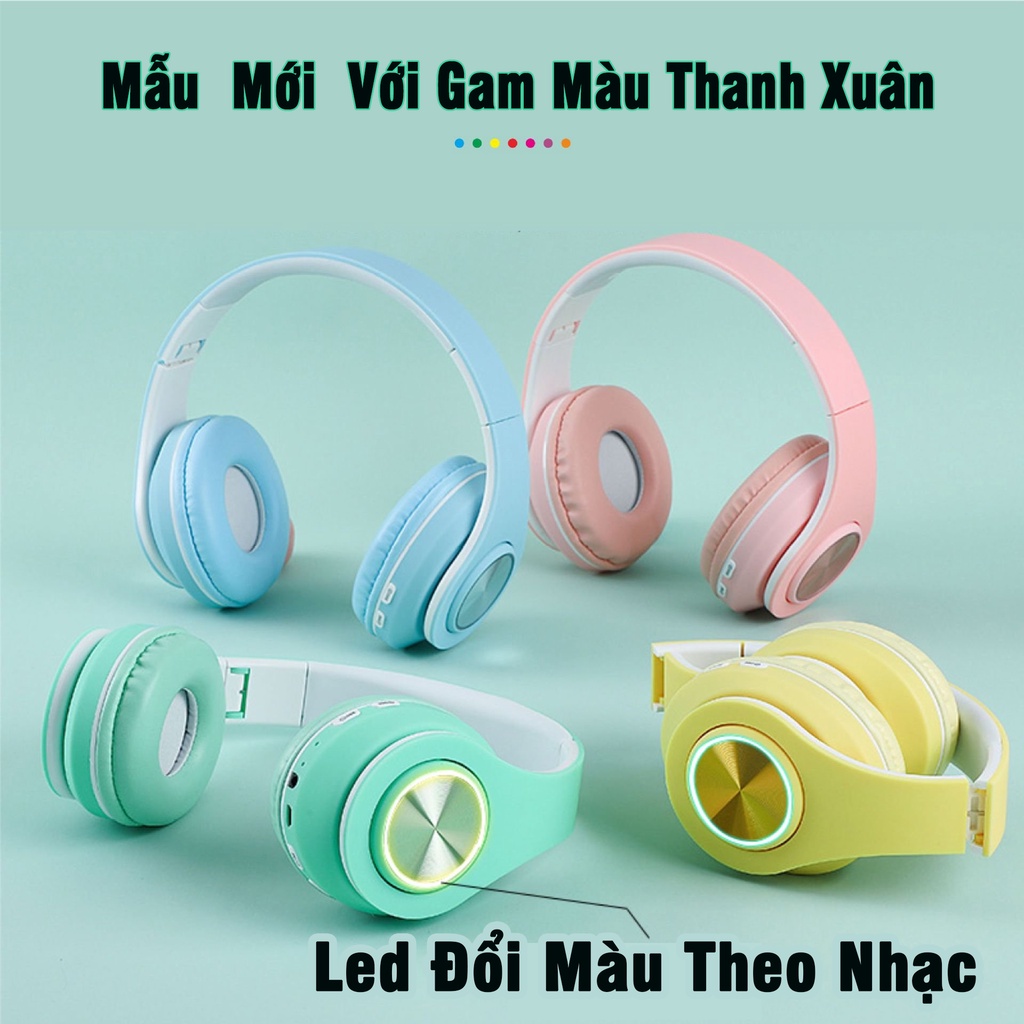 Tai Nghe Chụp Tai Bluetooth B3 Pro,Headphone có mic, Bass Cực mạnh có hỗ trợ thẻ nhớ,Gam màu thanh xuân,Bảo Hành 1 Năm