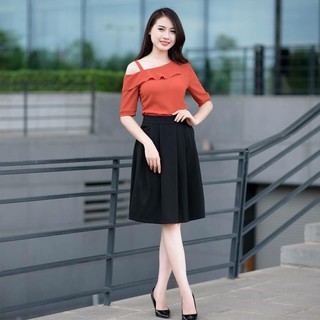 Áo thời trang trẻ tay rớt bèo cổ mới CAM ĐẤT