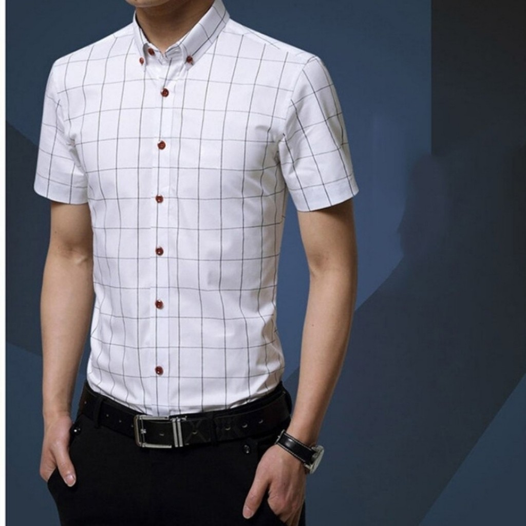 Áo Sơ Mi Nam Ngắn Tay Phối Caro Mẫu NG01 Thời Trang Cao Cấp  PONIVA Chất Kate Mềm Mịn Tạo Cảm Giác Thoải Mái Khi Mặc
