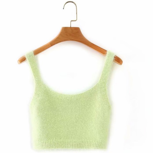 PINKYLA - Áo sát nách croptop lông mịn