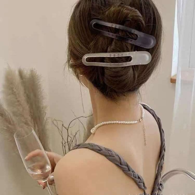 Kẹp Tóc Đuôi Ngựa Cỡ Lớn Bằng Acrylic Mặt Nhám Màu Sắc Gradient Thanh Lịch Dành Cho Nữ