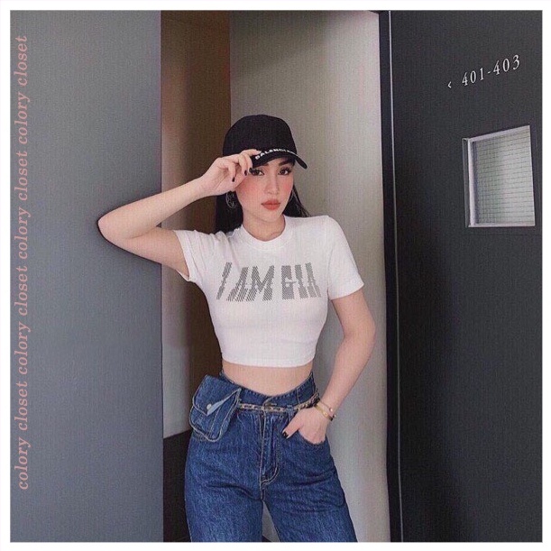 Áo croptop in chữ i am gia siêu hot hit - Colory  shop