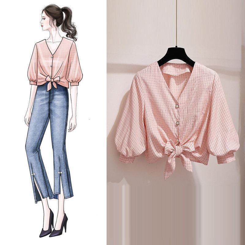 Áo Sơ Mi Chiffon Tay Phồng Thắt Nơ Phong Cách Hàn Quốc Thời Trang Mùa Hè Dành Cho Nữ 2021