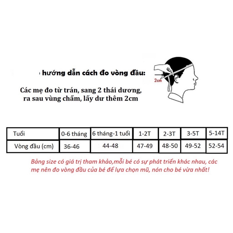 Mũ nón lưỡi trai cho bé từ 0 tháng đến 1 tuổi chứ vì 44-46cm