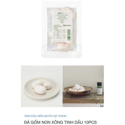 ĐÁ GỐM NON XÔNG TINH DẦU 10PCS MUJI HÀNG CHÍNH HÃNG SALE
