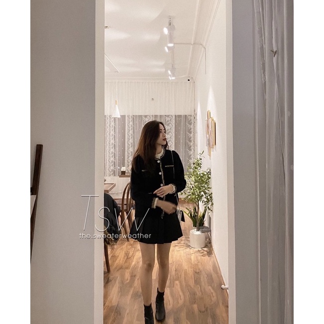 Thanh lý áo khoát lông thỏ của sweater weather màu đen