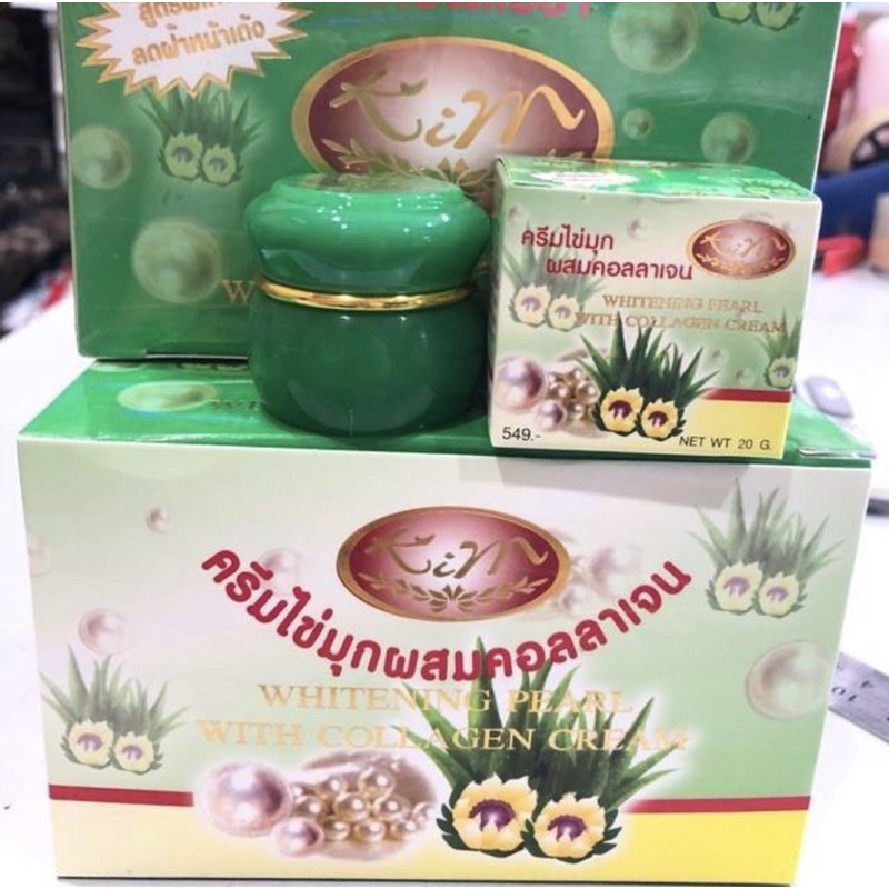 🇹🇭🇹🇭KIM:Kem Ngọc trai và collagen:Giúp trắng da,minh màng tự nhiên,giảm thâm nám,20g