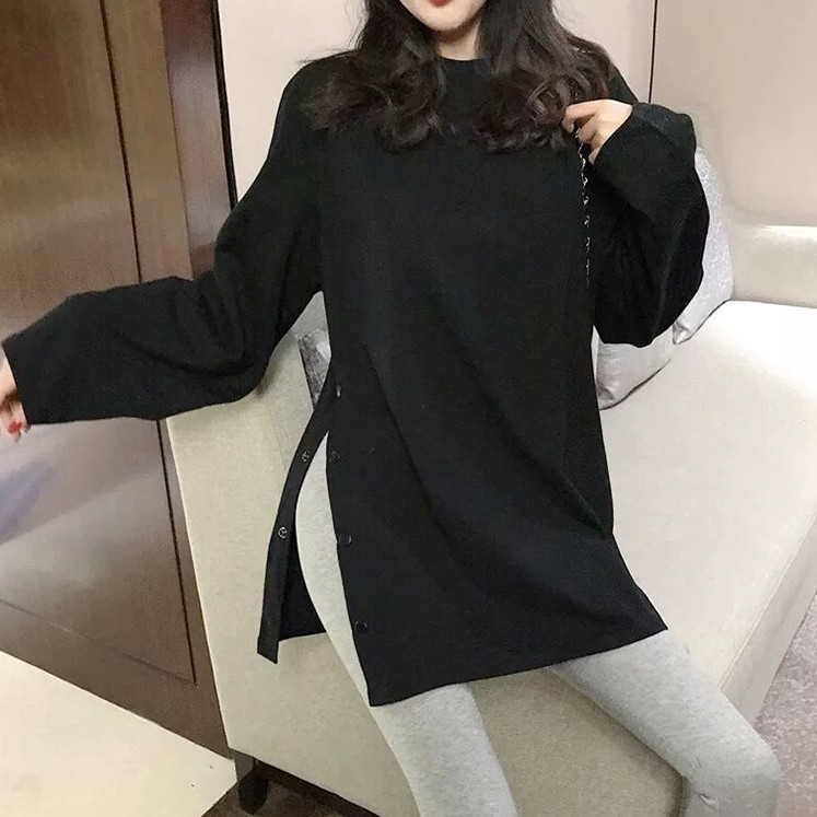 [ Mã 11FASHIONSALE1 giảm 10K đơn 50K ] Áo thun tay dài màu trơn phong cách Hàn Quốc cho phái nữ | BigBuy360 - bigbuy360.vn