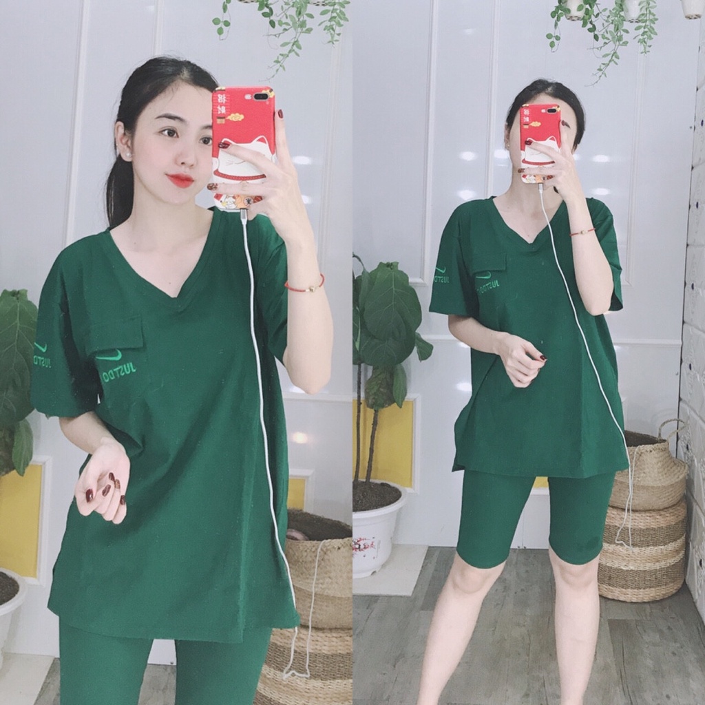 Đồ bộ nữ mặc nhà thun co giản, set đồ bộ nữ thun cotton dễ thương, đồ ngủ nữ bigsize 45-85kg