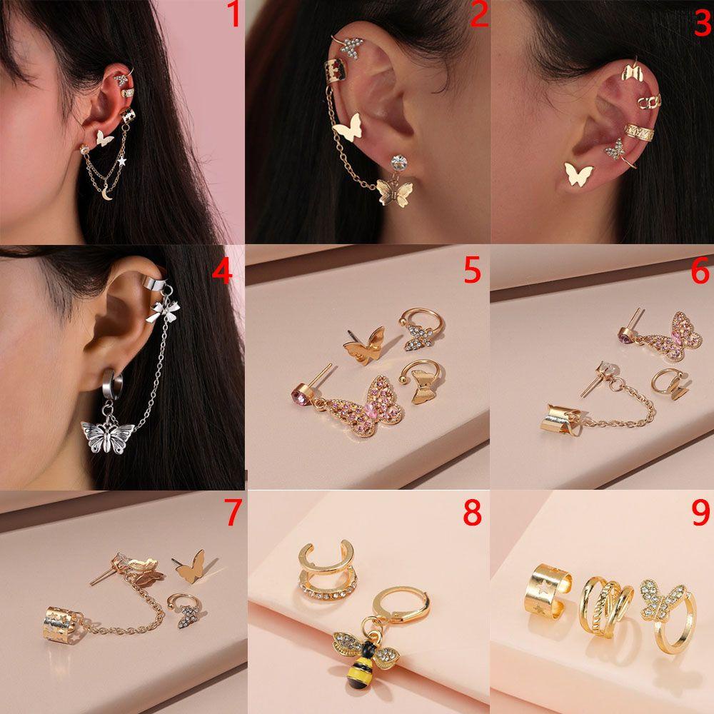 EUTUS Đôi Khuyên Tai Dáng Dài Mặt Hình Bướm Thời Trang Cho Nữ