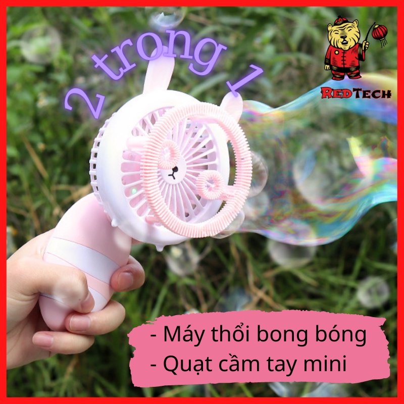 Quạt thổi bong bóng kiêm quạt cầm tay mini 2 in 1