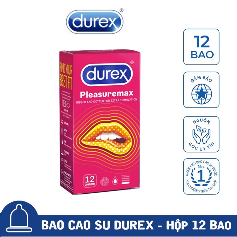 Giá sỉ  - 1 cái- Bao cao su gai Durex Pleasuremax gân gai, tăng cực khoái chống xuất_tinh sớm (1 cái)