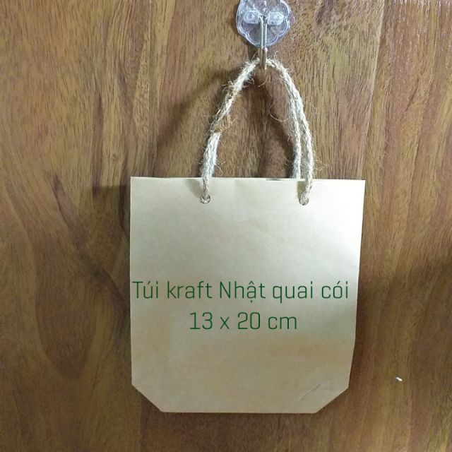 Combo 30 túi kraft Nhật quai cói 13 x 20 cm