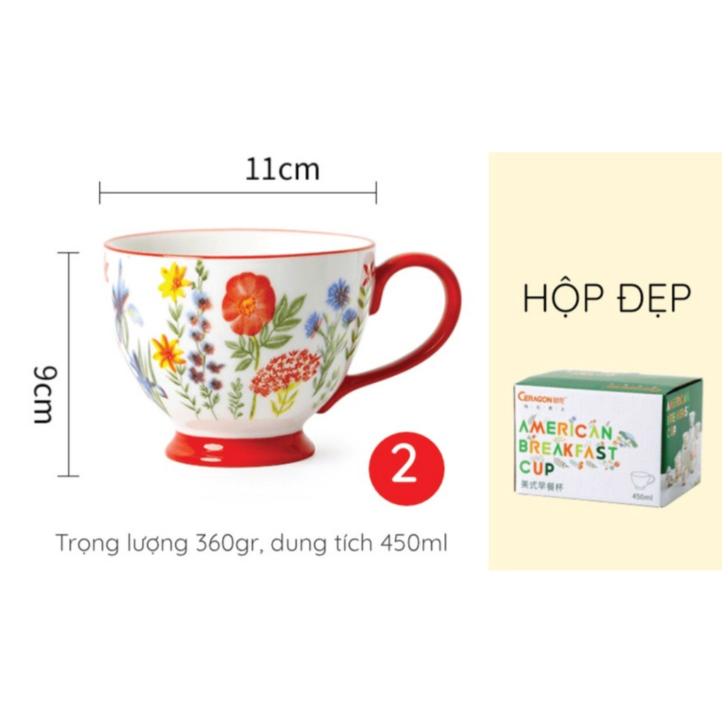 Cốc cafe Châu Âu, gốm sứ họa tiết vẽ tay, tráng men thủ công-An toàn khi sử dụng