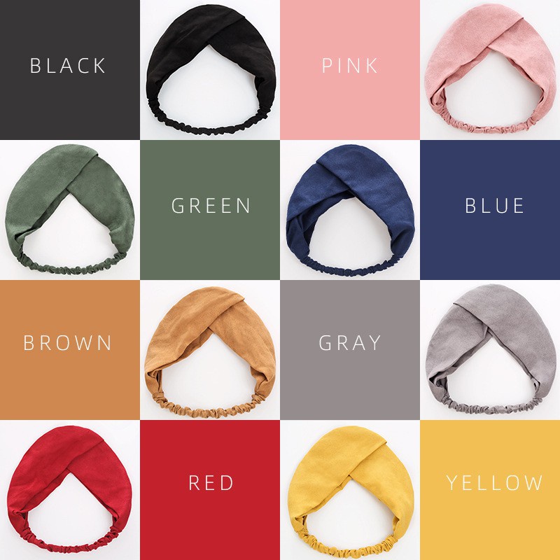 Băng đô vải lụa co giãn thắt nút đơn giản tùy chọn màu sắc
