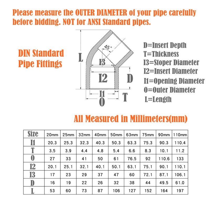 Set 5 Đầu Nối Ống Nước 45 Độ Bằng PVC