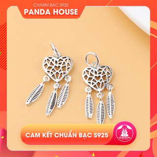 Charm bạc s925 hình dream catcher trái tim size 9x25mm (charm treo) - Panda House