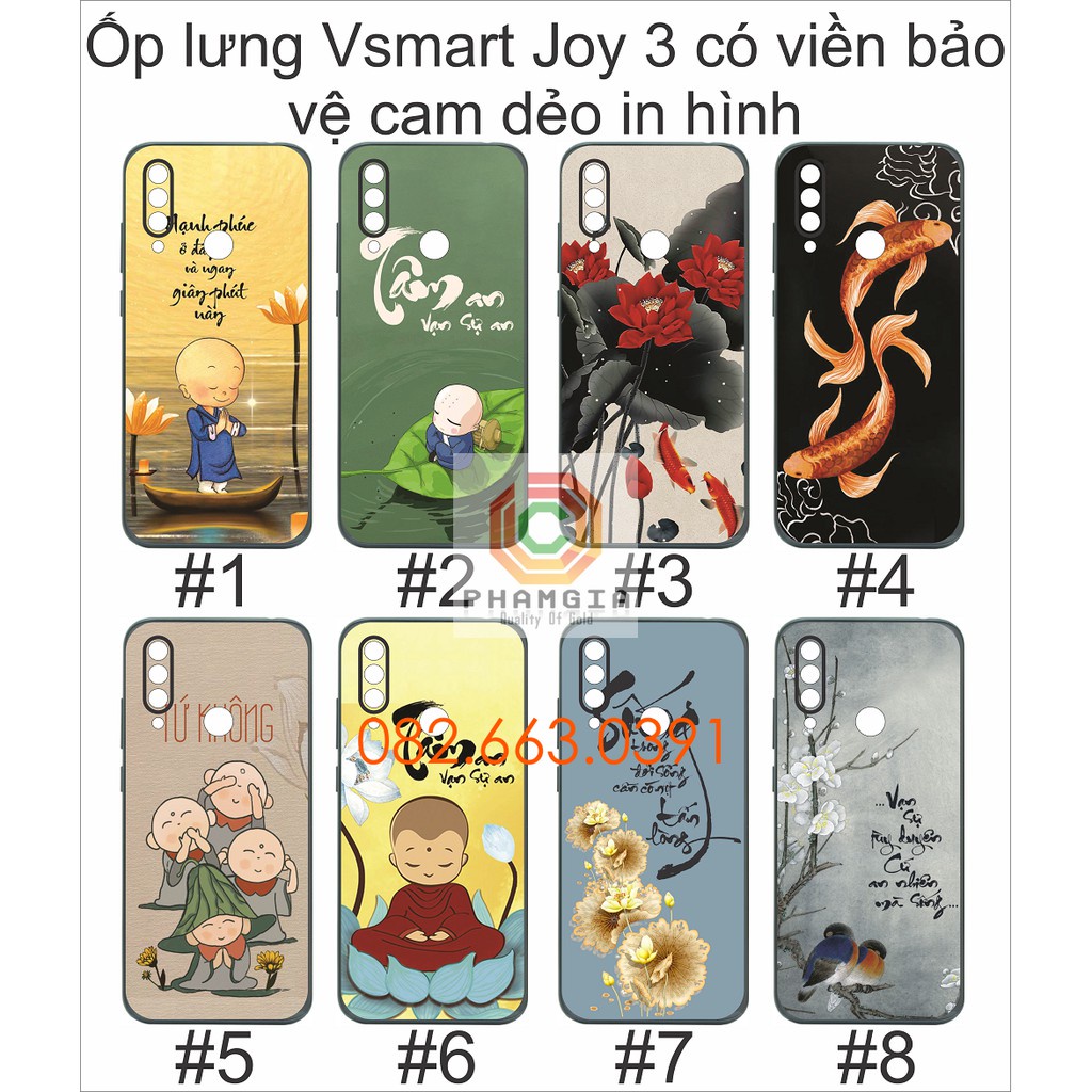 Ốp lưng Vsmart Joy 3 có viền bảo vệ cam dẻo đen in hình thư pháp (phấn 2)