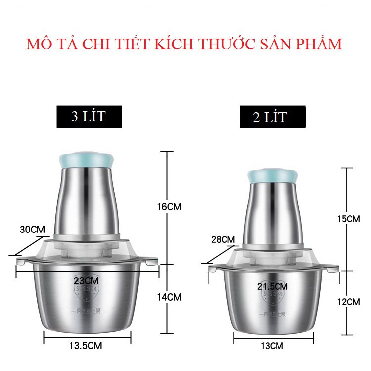 Máy Xay Thịt Cối Inox 4 Lưỡi Đa Năng Xay rau củ quả tỏi ớt - Công suất 250W BH 3 tháng