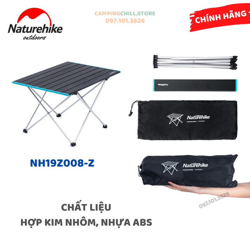 [CHÍNH HÃNG] BÀN NHÔM GẤP GỌN DÃ NGOẠI, CẮM TRẠI NATUREHIKE NH19Z008-Z