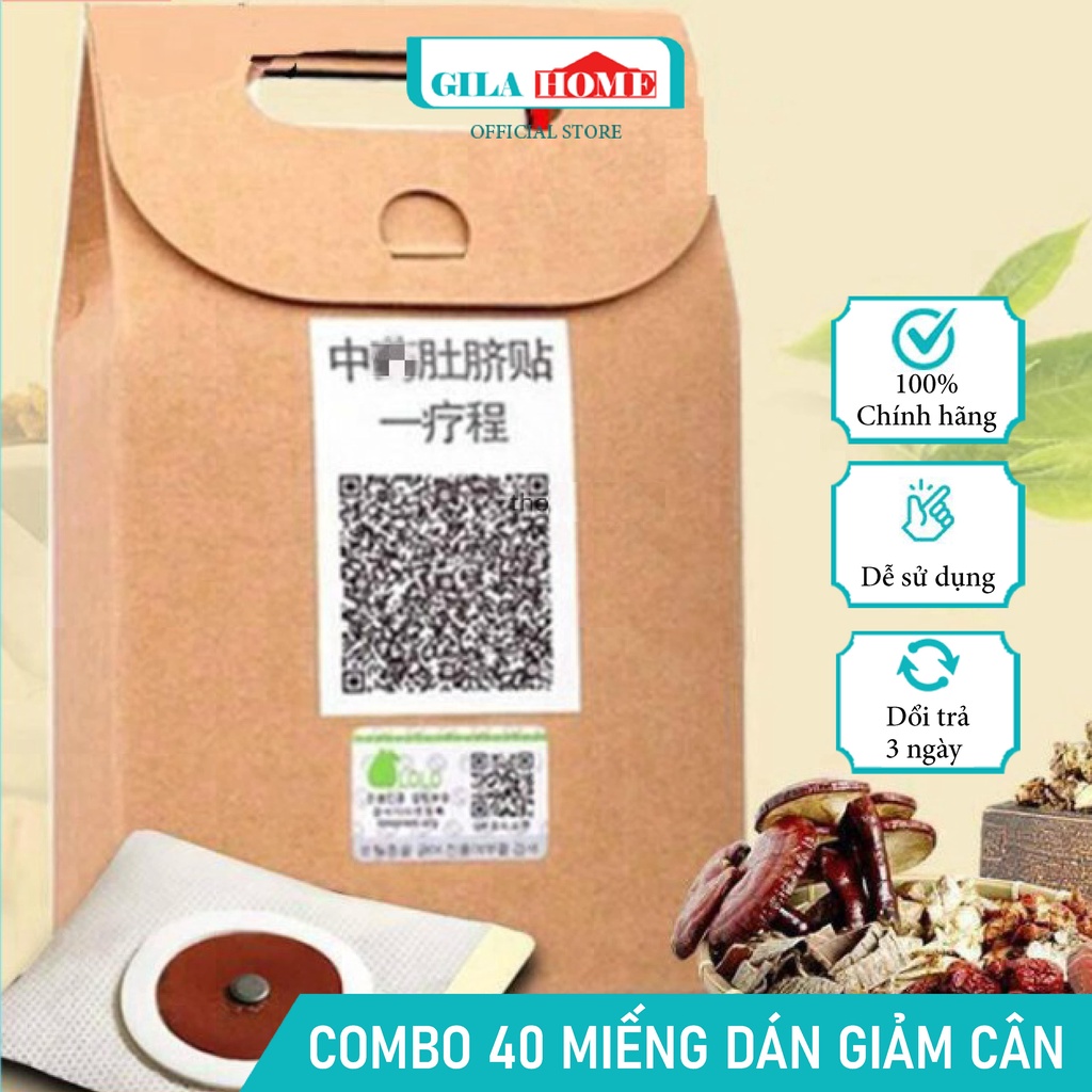 Combo 40 miếng dán tan mỡ giúp đào thải độc tố cơ thể và đốt cháy mỡ thừa an toàn hiệu quả nhanh chóng GILA HOME