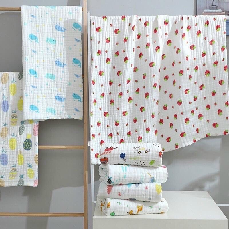 Khăn xô sợi tre đa năng 6 lớp hoạ tiết xinh siêu mềm thấm hút tốt cho bé yêu