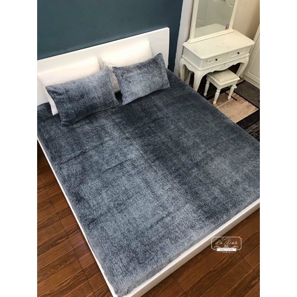 Bộ Drap Giường + Vỏ Gối Lông Thỏ - Bộ Ga Trải Giường Lông Thỏ Kèm 2 Vỏ Gối Cao Cấp Chống Xổ Lông Hàng Nhập Khẩu