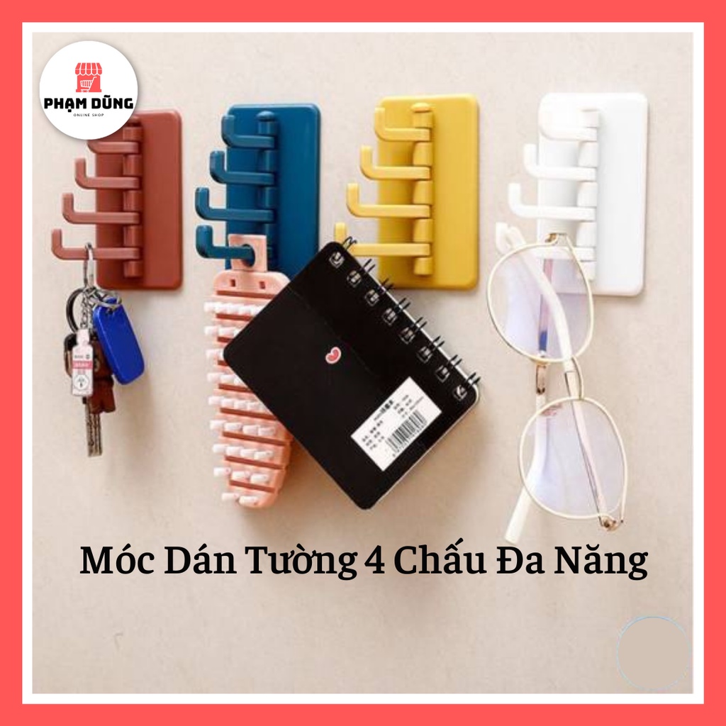 Móc Dán Tường 4 Chấu Đa Năng ,Móc treo đồ, chìa khóa, vật dụng, quần áo tiện ích