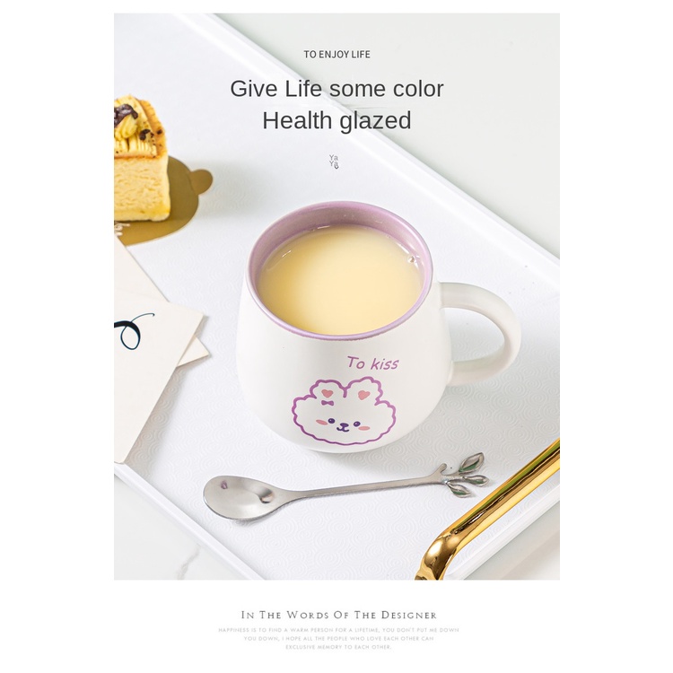 Cốc Uống Nước Hình Động Vật Dễ Thương Kèm Muỗng