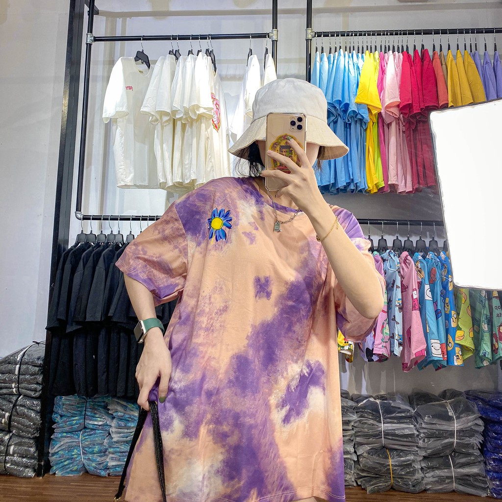 [ Mã FAMANU81 giảm 10% đơn 0đ ] Áo thun nữ tay lỡ ❤️ ẢNH THẬT ❤️ Áo thun Unisex Loang màu phông form rộng dáng Unisex | BigBuy360 - bigbuy360.vn