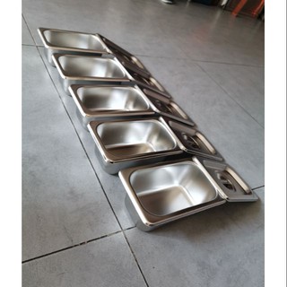 Combo 5 bộ khay inox đựng thạch trà sữa, topping....17×10 cao 6,5cm (Tặng Kèm Bộ Thìa Đong Inox)