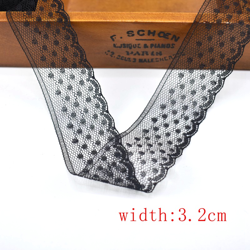 10m Vải Ren Cotton Polyester Màu Đen 14 Phong Cách Dùng May Đồ Lót DIY