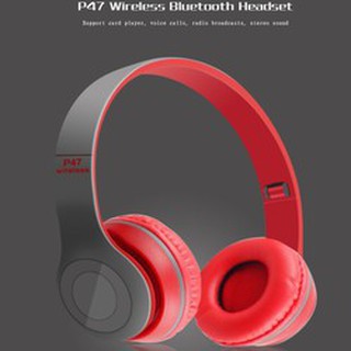 Tai bluetooth p47 chụp tai cực chất màu đỏ nghe êm tai
