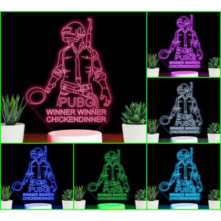 ĐÈN LED 3D 7 MÀU HÌNH PUBG, QUÀ TẶNG - TRANG TRÍ - ĐÈN NGỦ, KHẮC HÌNH THEO YÊU CẦU
