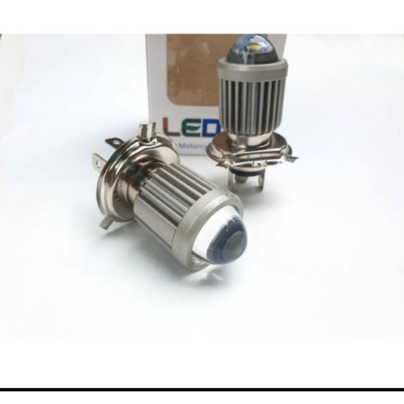 Đèn LED pha H4 gương cầu mini .Cos vàng Pha trắng. Gắn như zin