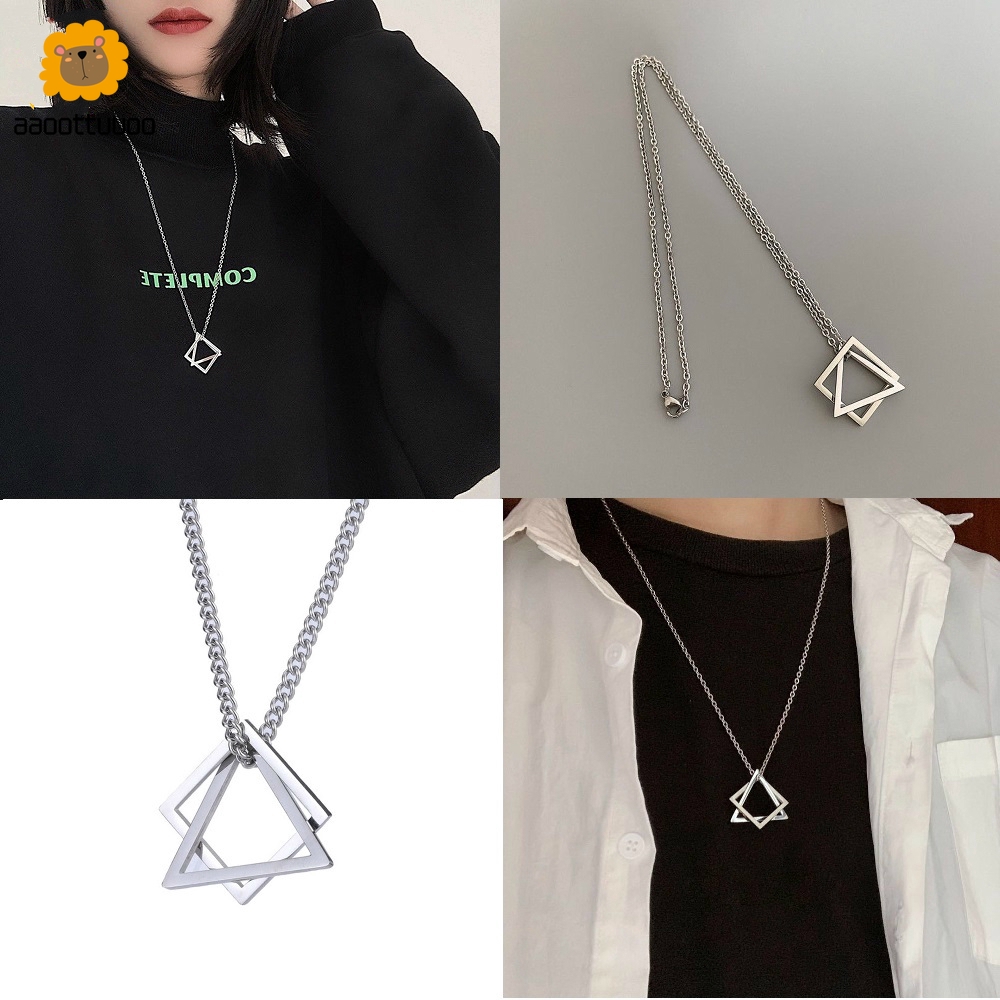Dây Chuyền Bằng Hợp Kim Mặt Hình Tam Giác Phong Cách Hip Hop Dành Cho Cặp Đôi