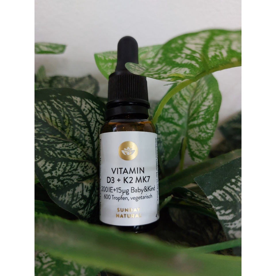 Vitamin D3+K2 MK7 Sunday Natural của Đức 20ml - Hello kids
