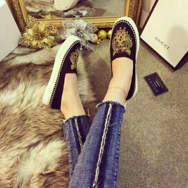 Giày lười nữ đế cói siêu cute trẻ trung năng đông