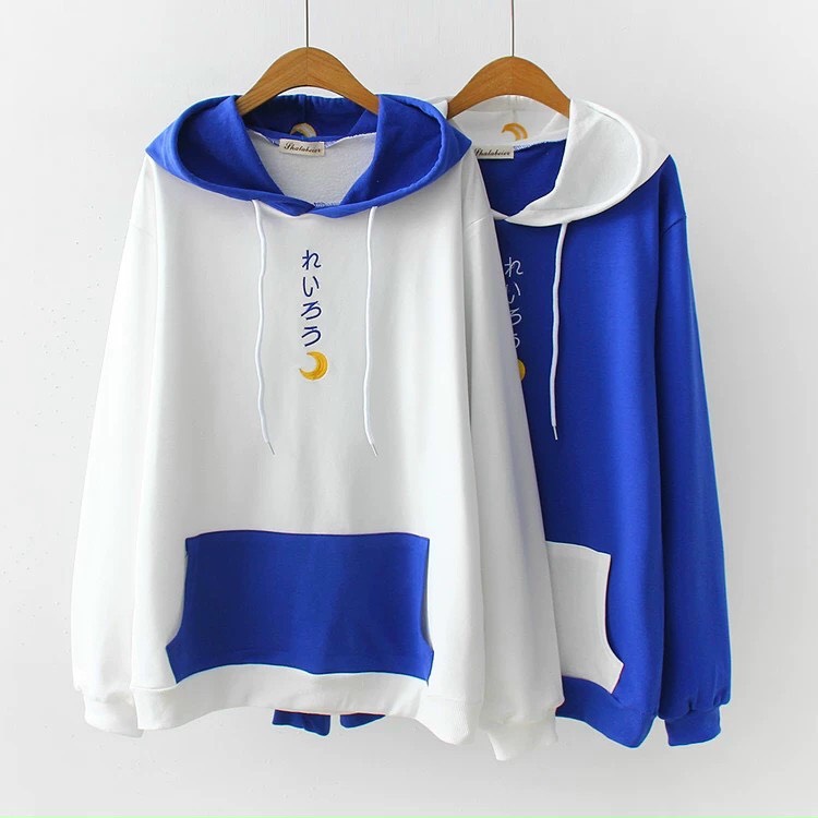 Áo Hoodie Nón Chui Trùm Đầu Nữ Nam Unisex Chất Vải Nỉ Poly Mặt Trăng Chữ Nhật