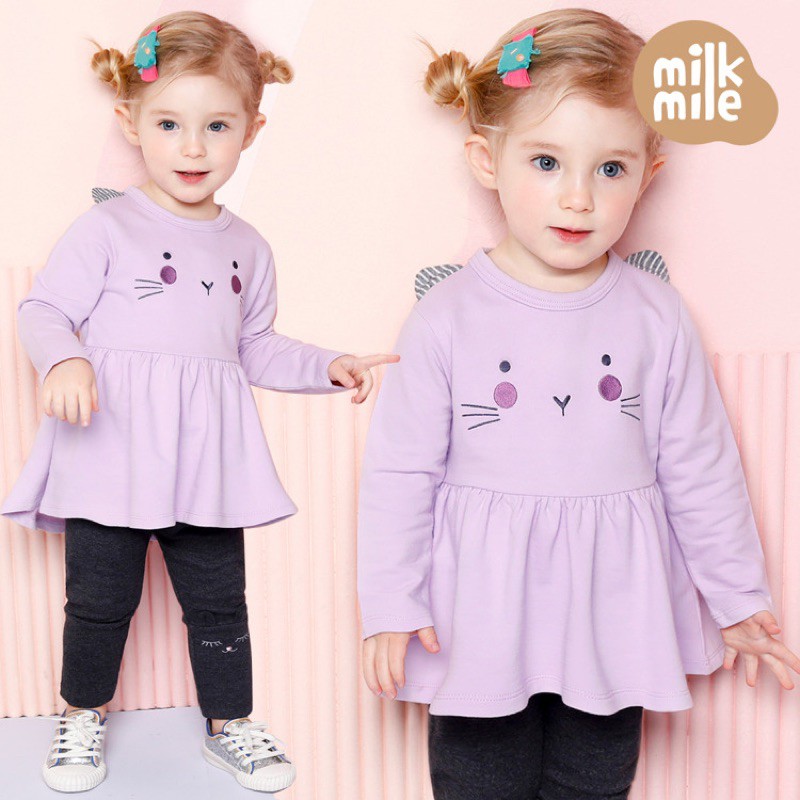 Bộ nỉ da cá mỏng mèo tím Milk mile