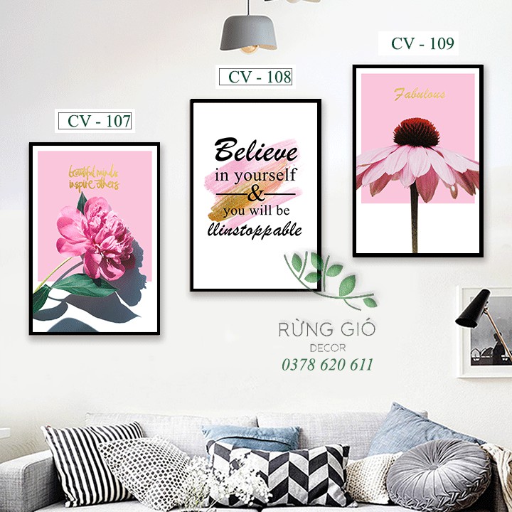 Khung tranh canvas hình hoa hiện đại cỡ 30x45 ( tranh kèm khung y hình ), Giá bán 1 tranh | BigBuy360 - bigbuy360.vn