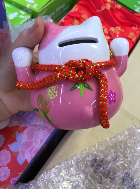 Mèo thần tài may mắn Maneki Neko kèm đệm cao 10cm (6 màu) | BigBuy360 - bigbuy360.vn