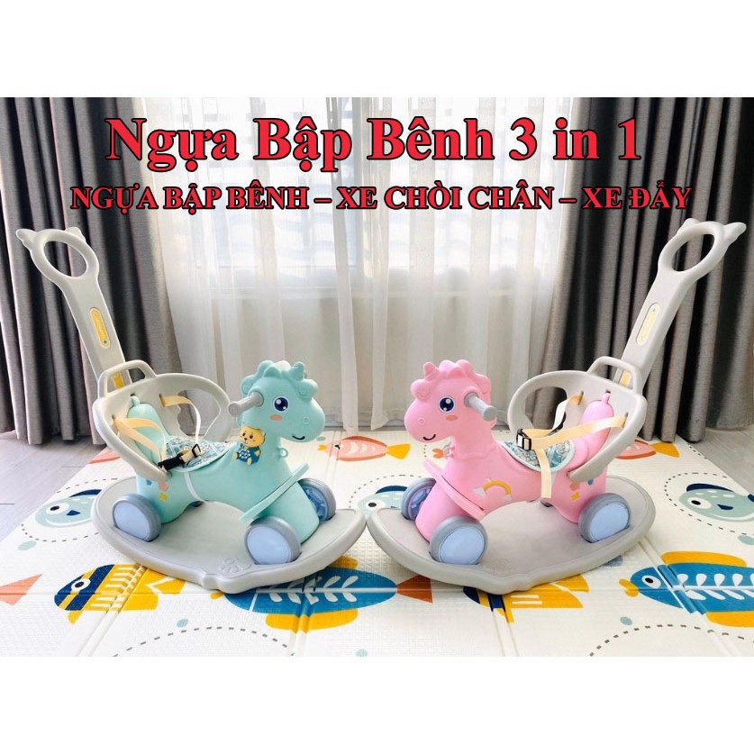 Ngựa bập bênh Holla , ngựa bập bênh 3 trong 1 cho bé