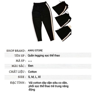 Quần legging sọc thể thao chất cotton siêu co dãn