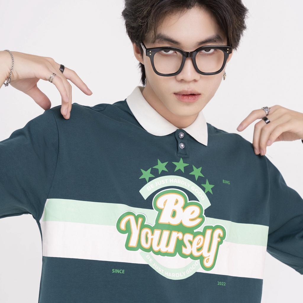 Áo thun polo BJHG BE YOUR SELF phông tay lỡ nam nữ unisex form rộng Local Brand áo Polo form rộng