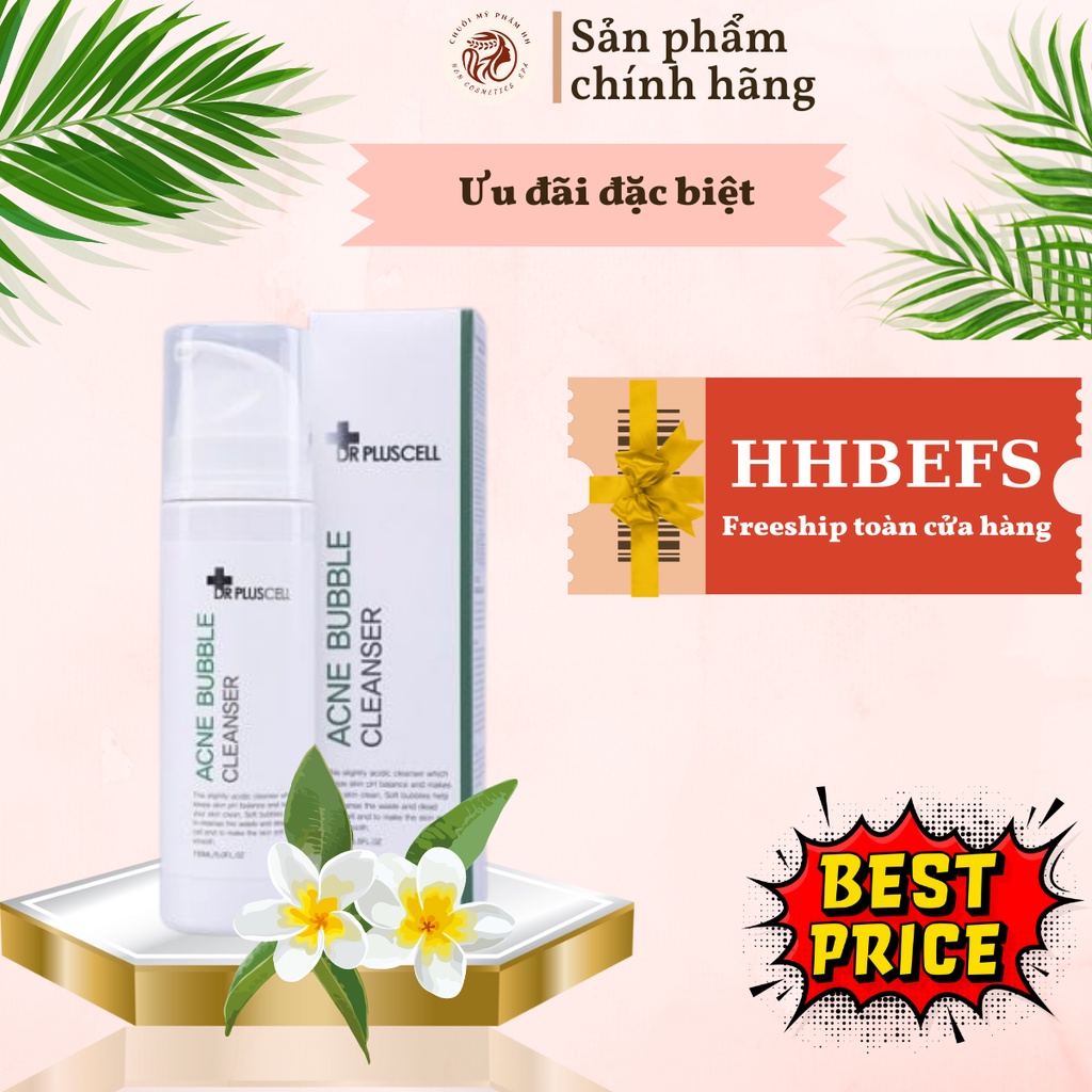 Sữa rửa mặt dạng bọt Dr Pluscell - Acne Bubble Cleanser, sạch da, giảm mụn