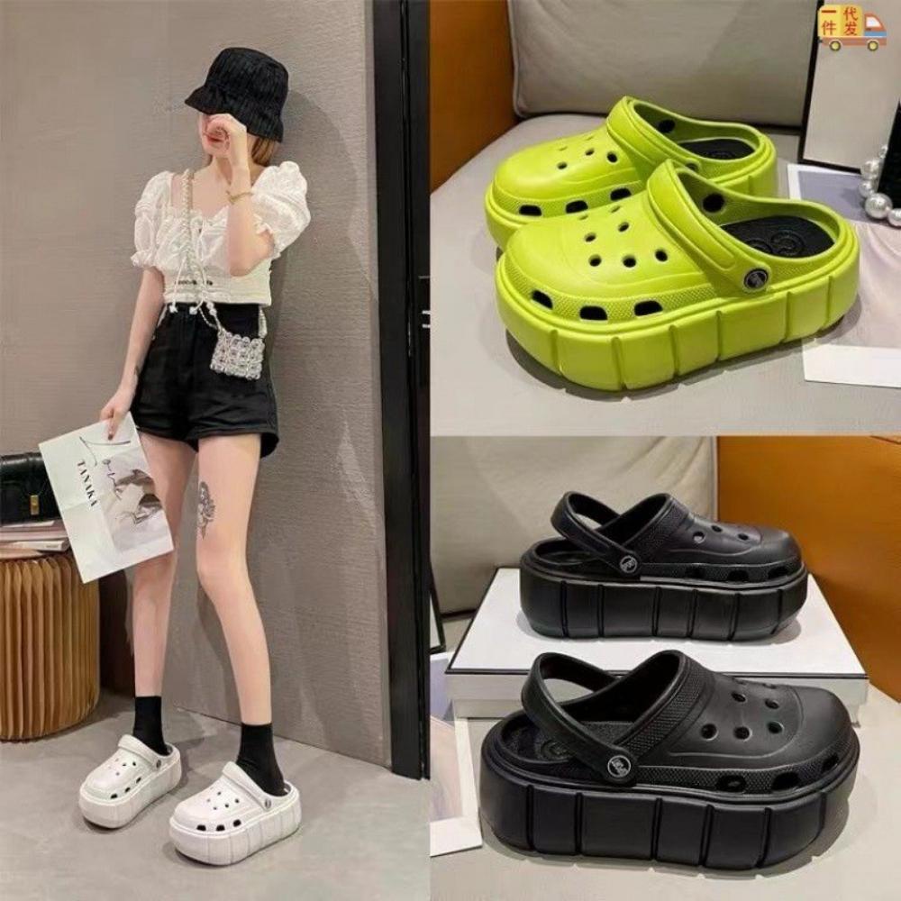 Dép sục bánh mì nữ Crocs đế cao đến 5cm siêu nhẹ đi êm chân cực hách chiều cao hot trend 2022